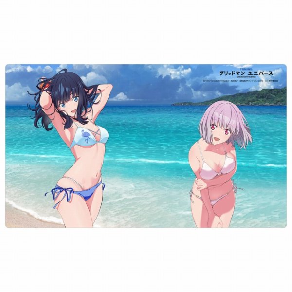 画像1: 【プレイマット】カーテン魂 ラバーマット グリッドマン ユニバース 宝多六花&新条アカネ 水着 [12月] (1)