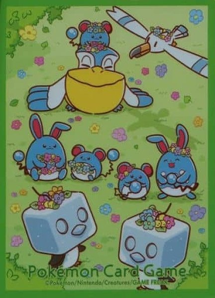 画像1: 【ポケカサプライ】[スリーブ]ポケモンカードゲーム デッキシールド 『花かんむりとマリルたち』【64枚入り】 (1)
