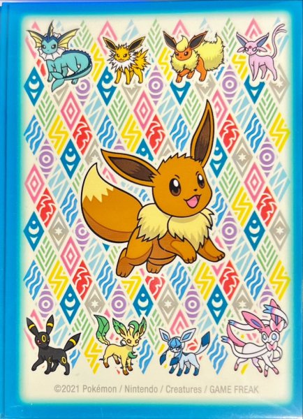 画像1: 【ポケカサプライ】[スリーブ]デッキシールド『EEVEE PRISMATIC(青枠/海外限定)』【65枚入り】 (1)