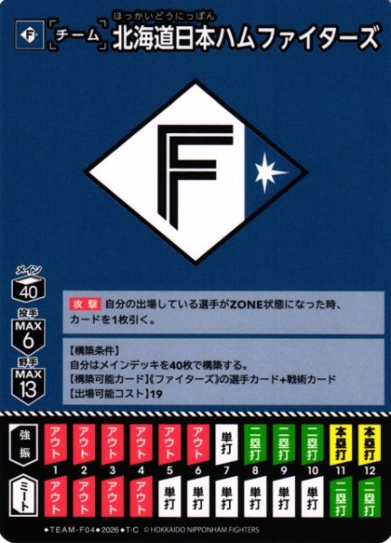 画像1: 【DO】[チーム]北海道日本ハムファイターズ(BP03収録)【T-C】TEAM-F04[北海道日本ハムファイターズ] (1)