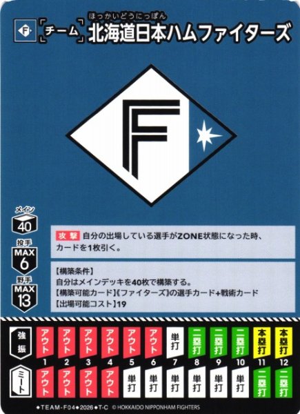画像1: 【DO】[チーム]北海道日本ハムファイターズ(BP02収録)【T-C】TEAM-F04[北海道日本ハムファイターズ] (1)
